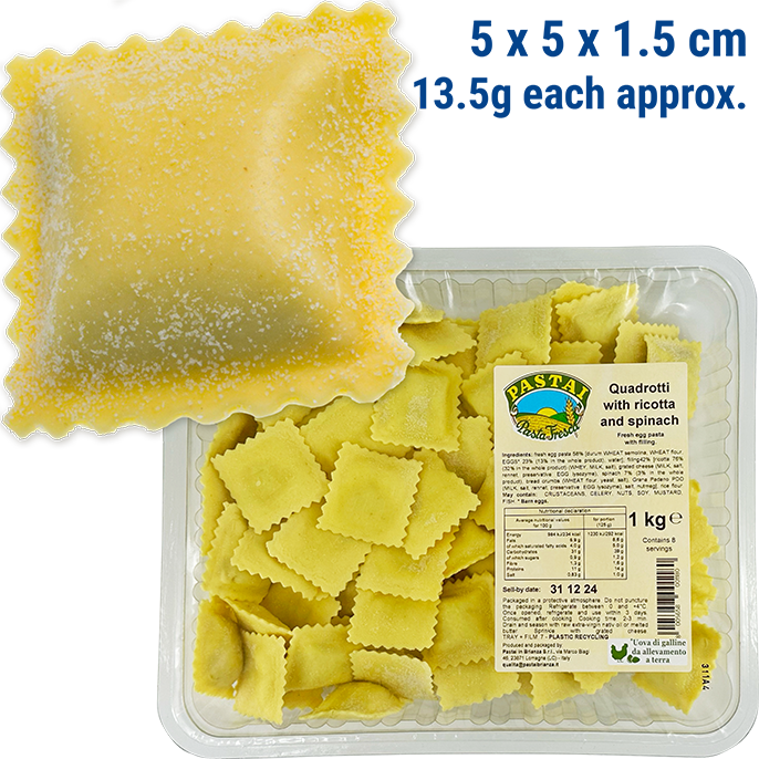 Quadrotti con Ricotta e Spinaci 1kg PASTAI IN BRIANZA