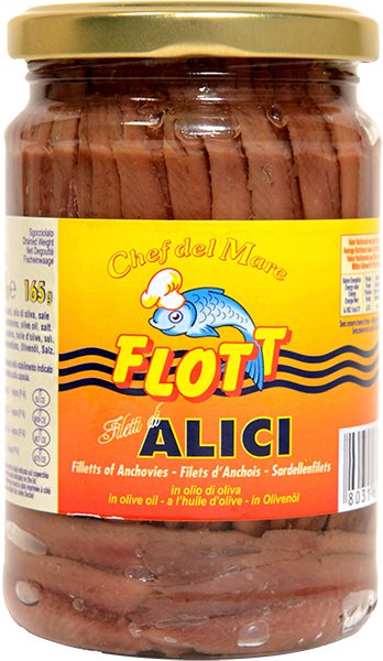 Filetti Di Acciughe In Olio D'Oliva 300g Barattolo (SGOCC. 165g) FLOTT