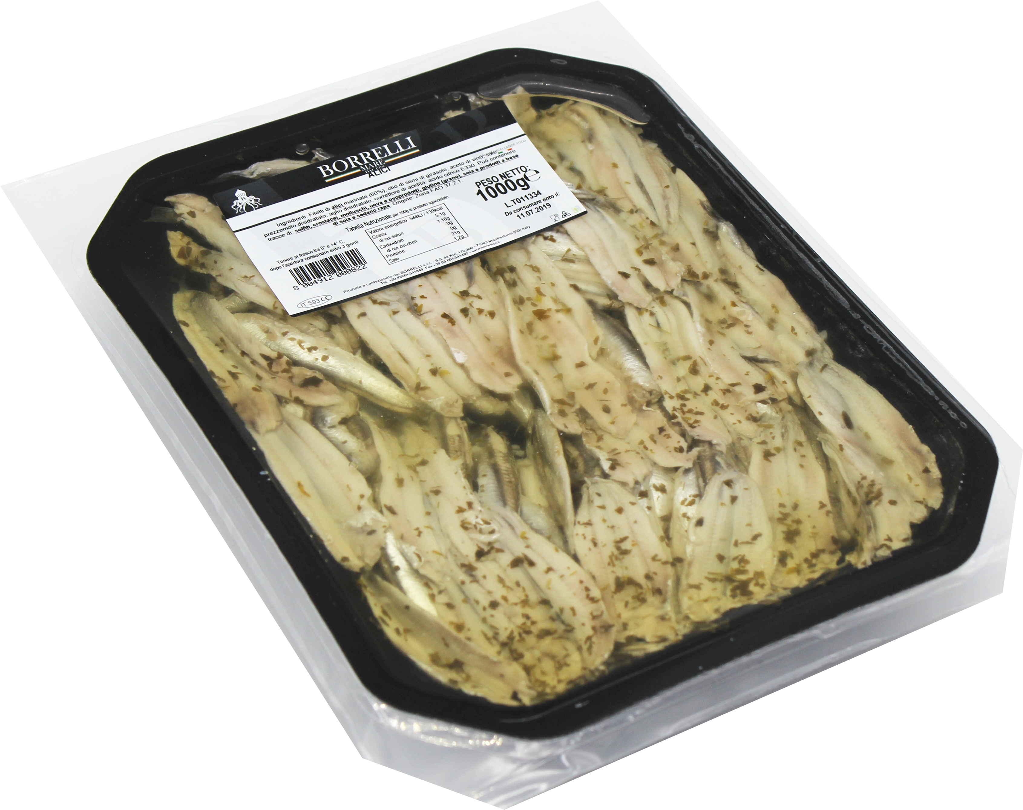 Filetti Di Alici Marinate Vassoio 1kg BORRELLI MARE
