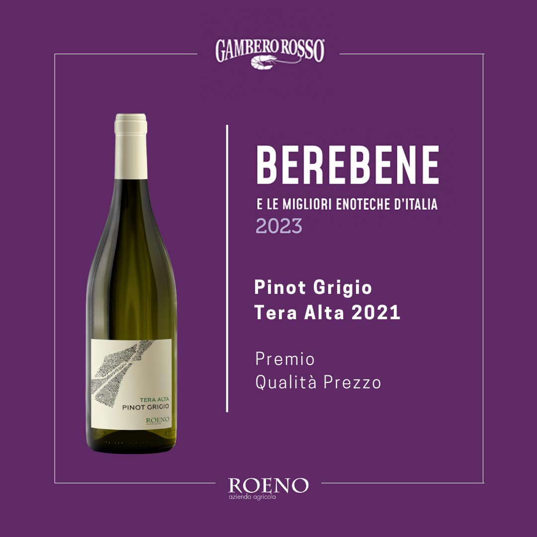 "Pinot Grigio Tera Alta" Premium Quality - Price inside Berebene 2023 by Gambero Rosso