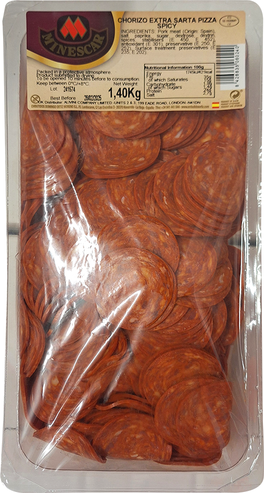 Chorizo Extra Sarta Piccante Affettato in Vassoio 1.4kg MINESCAR