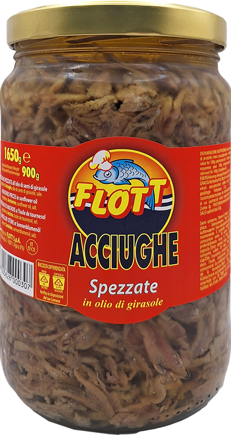 Acciughe Spezzate In Olio Barattolo 1.650kg (SGOCC. 1kg) FLOTT