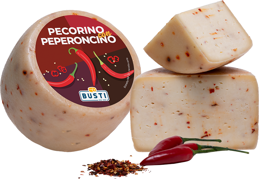 Pecorino con Peperoncino (1kg approx.) Sottovuoto CASEIFICIO BUSTI