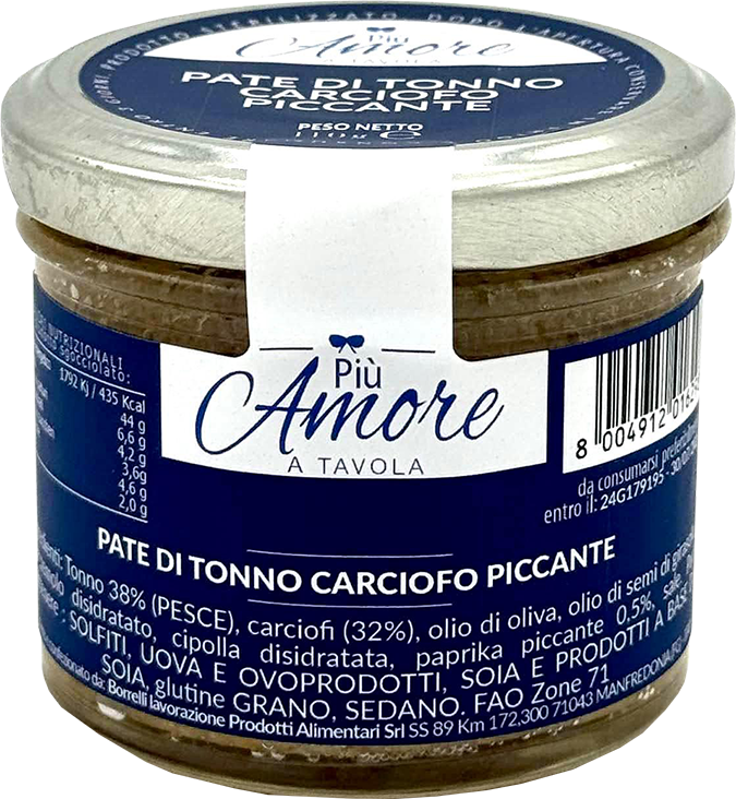 Pâté di Tonno e Carciofi Piccante Barattolo 110g BORRELLI MARE