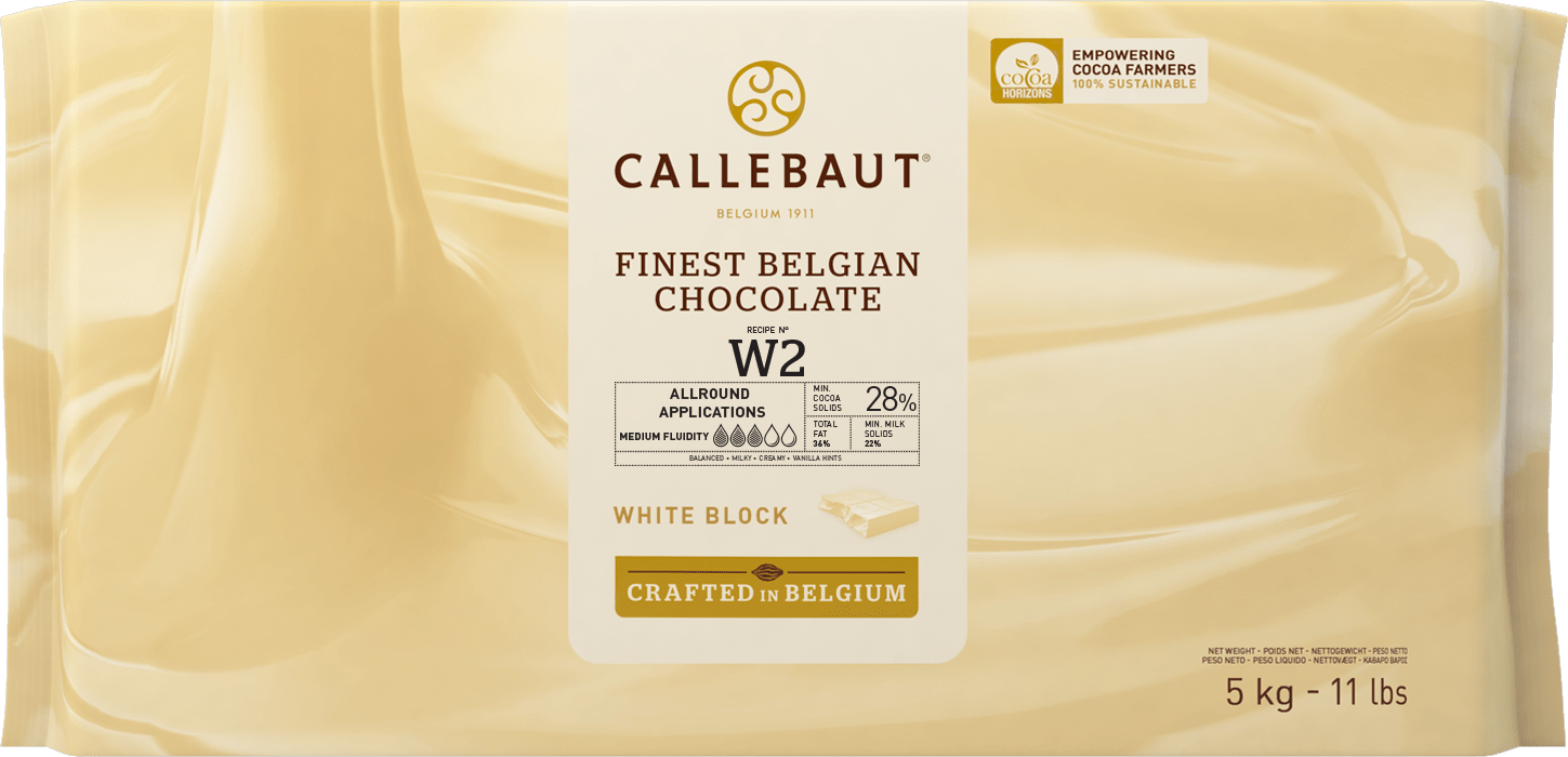 28% White Belgian Chocolate Block (W2) 5kg CALLEBAUT
