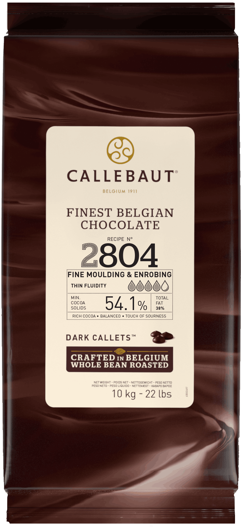 54.1% Dark Belgian Chocolate Buttons (2804) 2.5kg CALLEBAUT