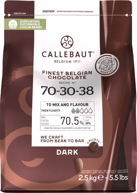 70.5% Extra-Dark Belgian Chocolate Buttons (70-30-38) 2.5kg CALLEBAUT