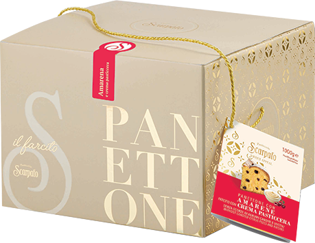 Panettone Amarena e Crema Pasticcera (Scatola Bianca) 1kg SCARPATO