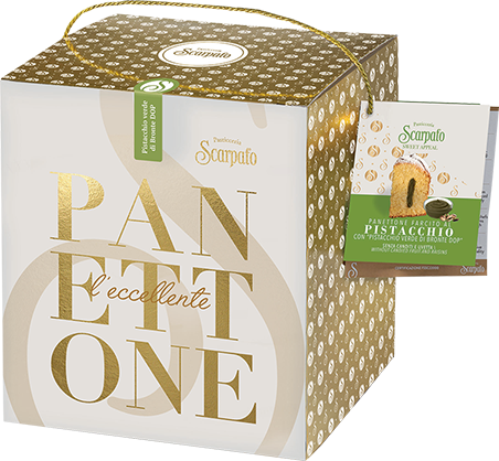 Panettone Al Pistacchio Di Bronte DOP (Scatola Bianca) 1kg SCARPATO