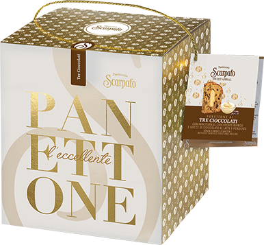 Panettone Tre Cioccolati (Scatola Bianca) 1kg SCARPATO