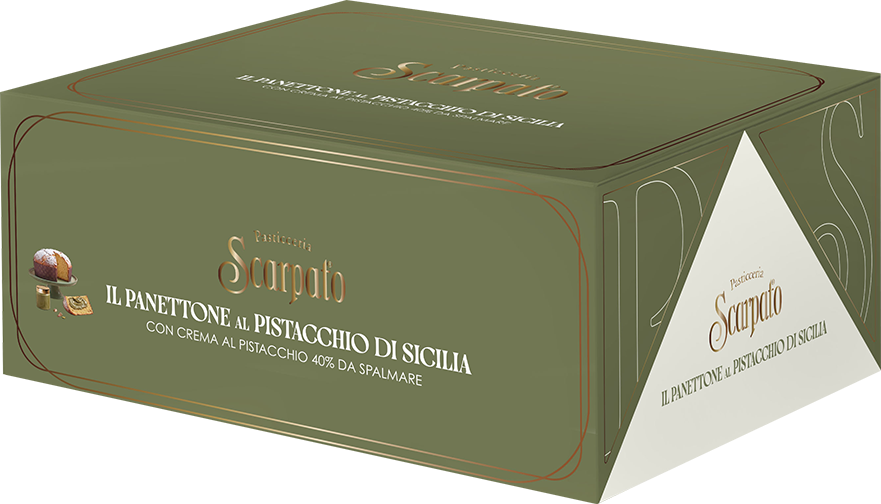 Panettone Con Vasetto Di Crema al Pistacchio di Sicilia (Scatola Verde) 950g SCARPATO